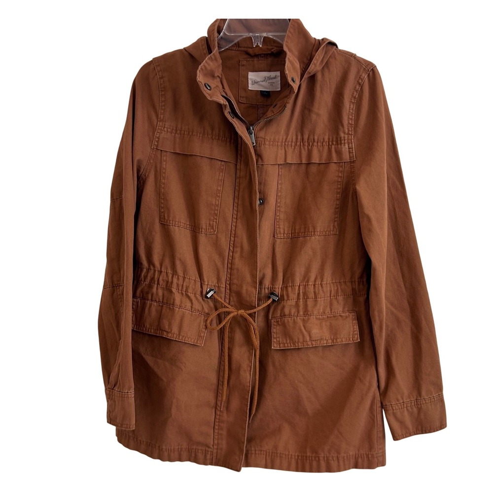 Universal Thread Women's S Anorak Utility Jacket Cargo Pockets Drawstring Rust